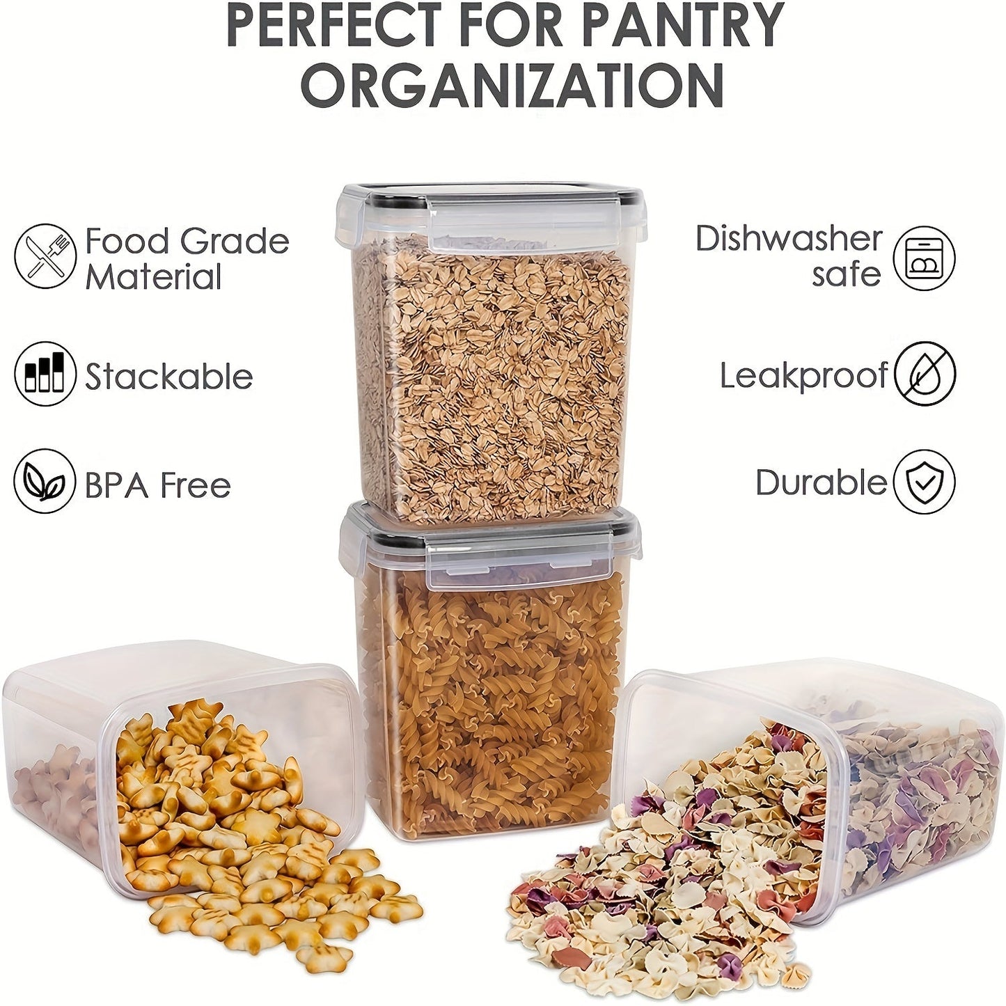 6 Pcs Airtight Food Storage Containers - BPA-Free Kitchen Pantry