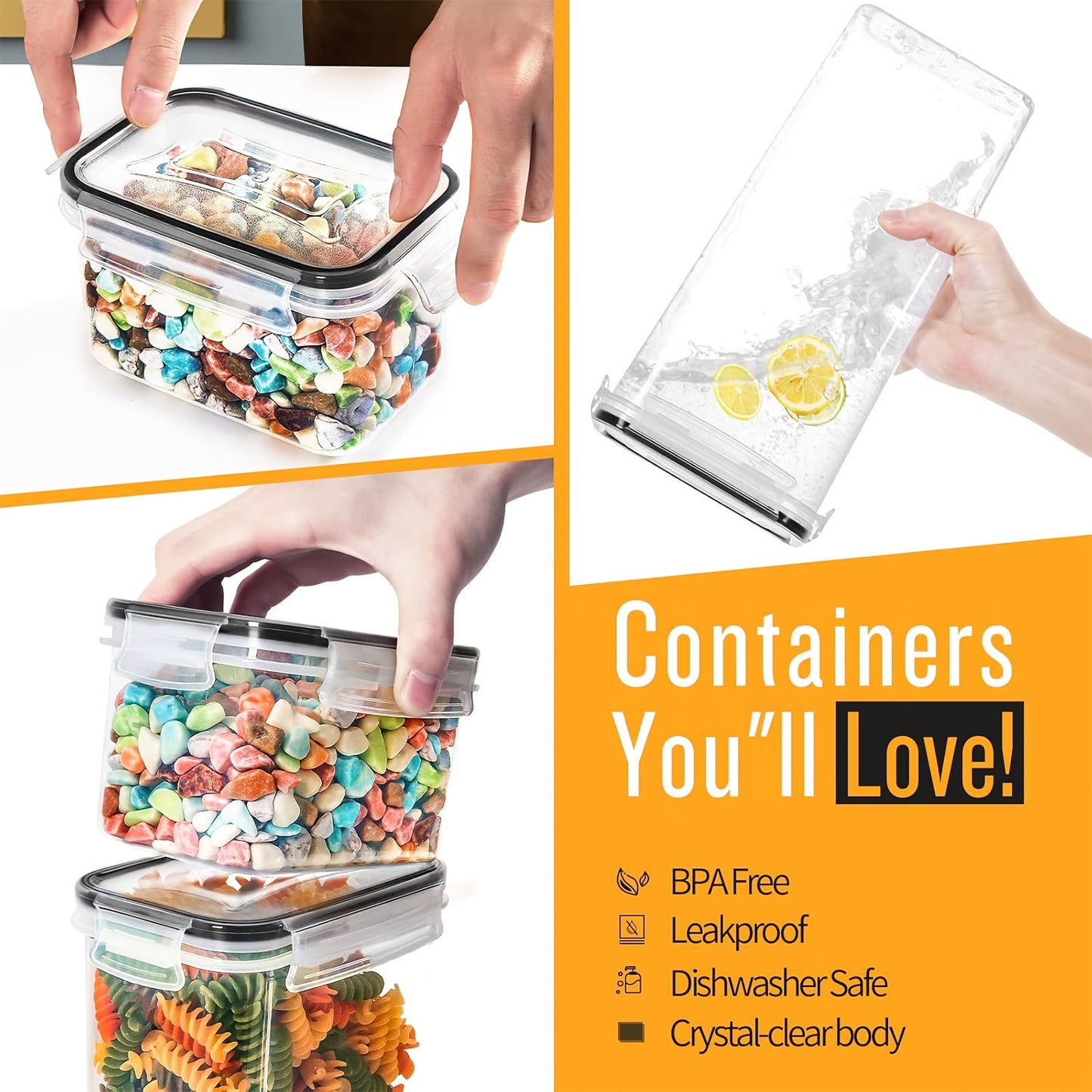 15pcs Airtight Food Storage Container Set with Lids - BPA-Free Plastic