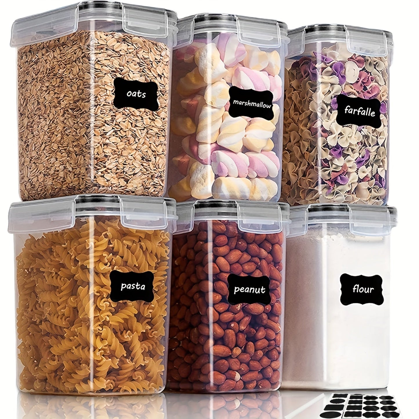 6 Pcs Airtight Food Storage Containers - BPA-Free Kitchen Pantry